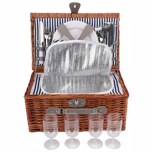 4-Person Wicker Picnic Basket Display